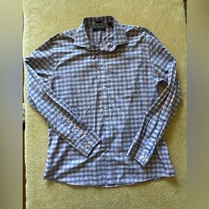 Tommy Hilfiger Blue and Pink Checkered Casual Button Down Shirt